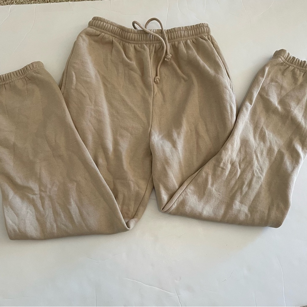 PrettyLittleThing Lounge Light Beige Drawstring Cinched Sweatpants Size S